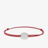 Bracelet cordon rouge jeton argent rhodié 925 ‰ SO OR