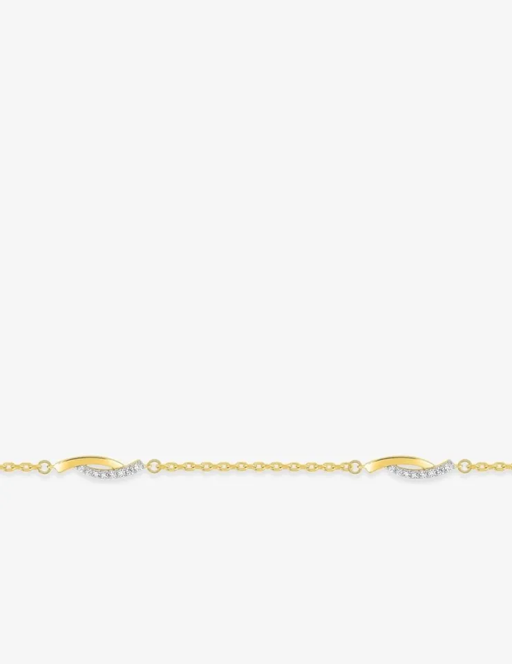 Bracelet courbes plaqué or, rhodium et oxydes de zirconium SO OR