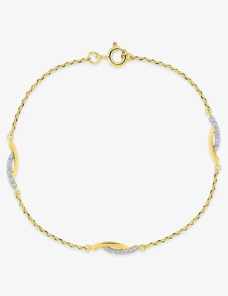 Bracelet courbes plaqué or, rhodium et oxydes de zirconium SO OR