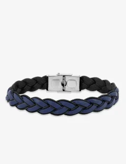 Bracelet cuir bleu et acier SO OR