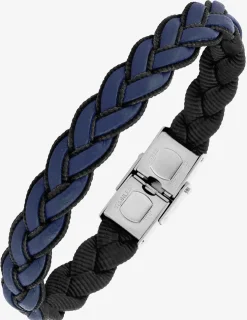 Bracelet cuir bleu et acier SO OR