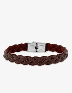 Bracelet cuir marron et acier SO OR