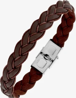 Bracelet cuir marron et acier SO OR
