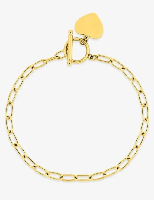 Bracelet cœur acier doré fermoir en T SO OR