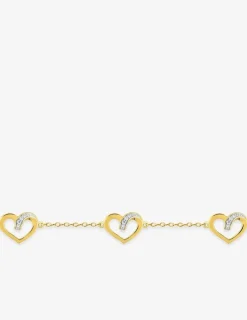 Bracelet cœurs bicolores plaqué or, rhodium et oxydes de zirconium SO OR