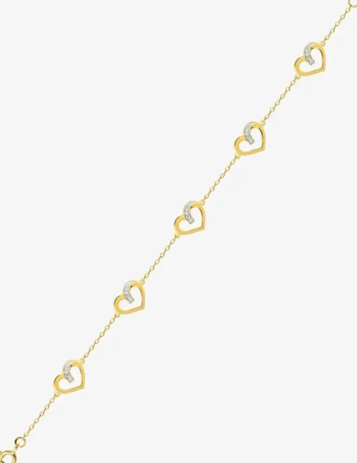 Bracelet cœurs bicolores plaqué or, rhodium et oxydes de zirconium SO OR