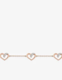 Bracelet cœurs bicolores plaqué or rose, rhodium et oxydes de zirconium SO OR