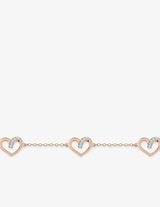 Bracelet cœurs bicolores plaqué or rose, rhodium et oxydes de zirconium SO OR