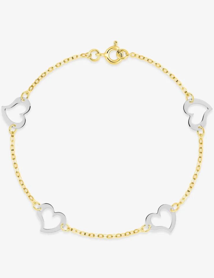 Bracelet cœurs or 750‰ bicolore SO OR