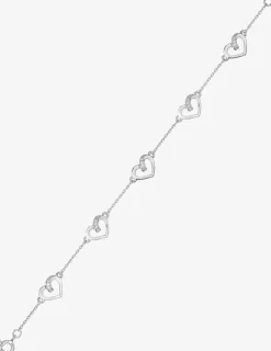 Bracelet cœurs oxydes de zirconium blancs en argent 925 ‰ rhodié 18 cm SO OR