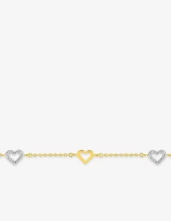 Bracelet cœurs plaqué or et cœurs rhodium SO OR
