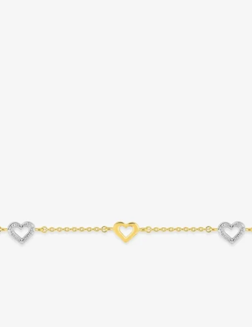 Bracelet cœurs plaqué or et cœurs rhodium SO OR