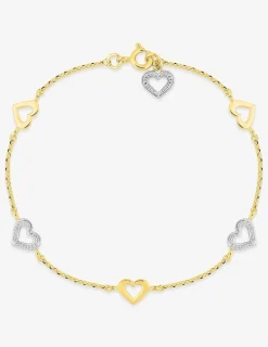 Bracelet cœurs plaqué or et cœurs rhodium SO OR
