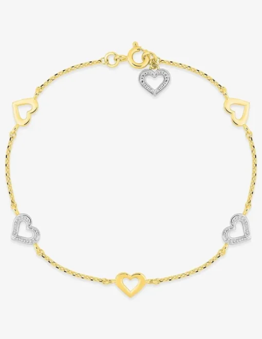 Bracelet cœurs plaqué or et cœurs rhodium SO OR