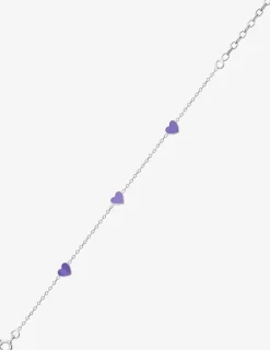 Bracelet cœurs violets argent 925‰ rhodié et laque SO OR