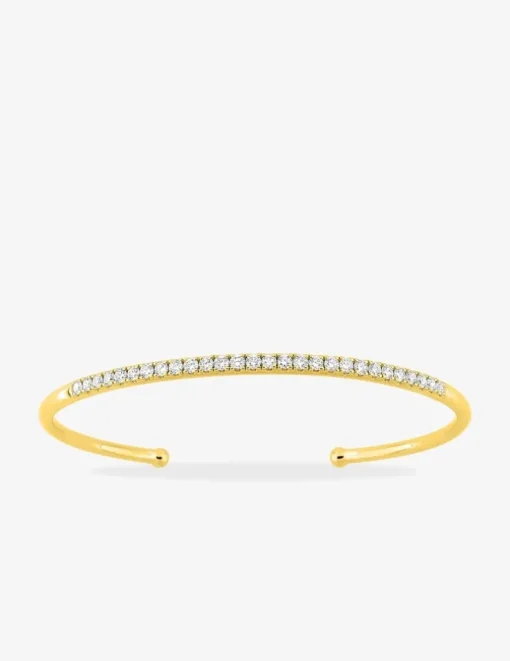 Bracelet demi-jonc en or jaune 375 ‰ et diamants synthétiques 0,80 ct SO OR