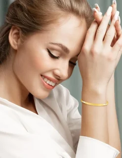 Bracelet demi-jonc plat 4 mm en or jaune 375 ‰ SO OR