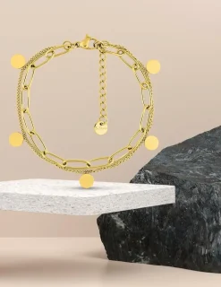 Bracelet deux rangs en acier doré SO OR