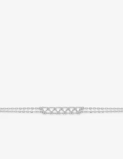 Bracelet double chaîne motifs triangulaires argent 925‰ rhodié et oxydes de zirconium SO OR