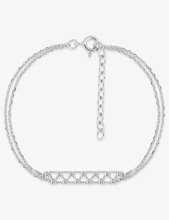 Bracelet double chaîne motifs triangulaires argent 925‰ rhodié et oxydes de zirconium SO OR