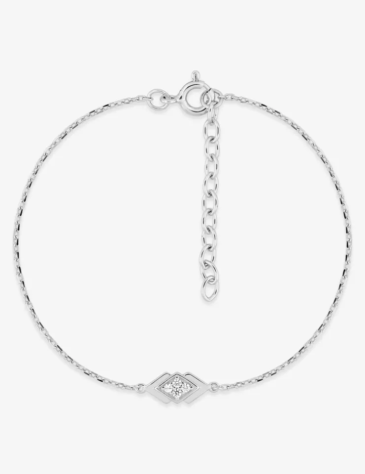 Bracelet double losange argent 925‰ rhodié et oxydes de zirconium SO OR