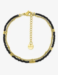 Bracelet double rang acier doré et cristal synthétique SO OR