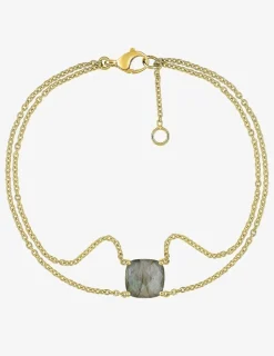 Bracelet double rangs or jaune 750 ‰ labradorite SO OR