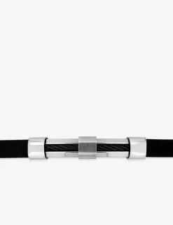 Bracelet en acier cable et caoutchouc, noir et gris SO OR