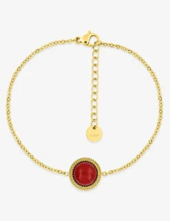 Bracelet en acier doré avec rubis synthétique 19 cm SO OR