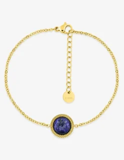 Bracelet en acier doré avec lapis-lazuli bleu 19 cm SO OR