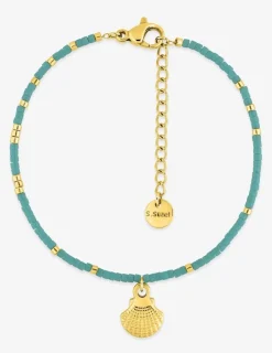 Bracelet en acier doré, cristal turquoise synthétique SO OR