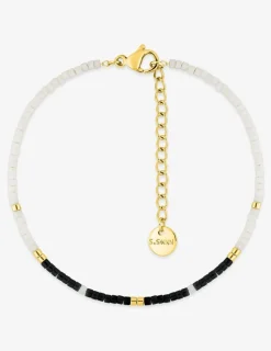 Bracelet en acier doré, cristaux blanc et noir SO OR