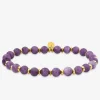 Bracelet en acier doré, lépidolite mauve SO OR