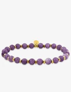 Bracelet en acier doré, lépidolite mauve SO OR