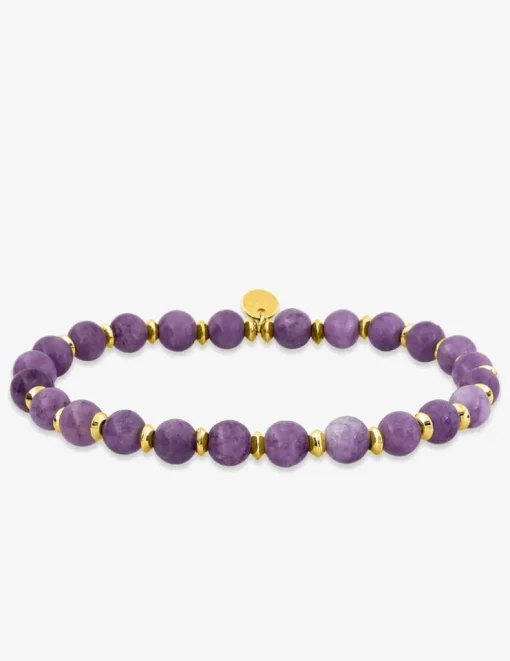 Bracelet en acier doré, lépidolite mauve SO OR