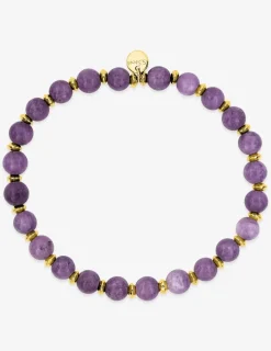 Bracelet en acier doré, lépidolite mauve SO OR