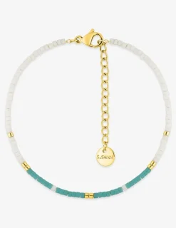 Bracelet en acier doré, turquoise et crital SO OR