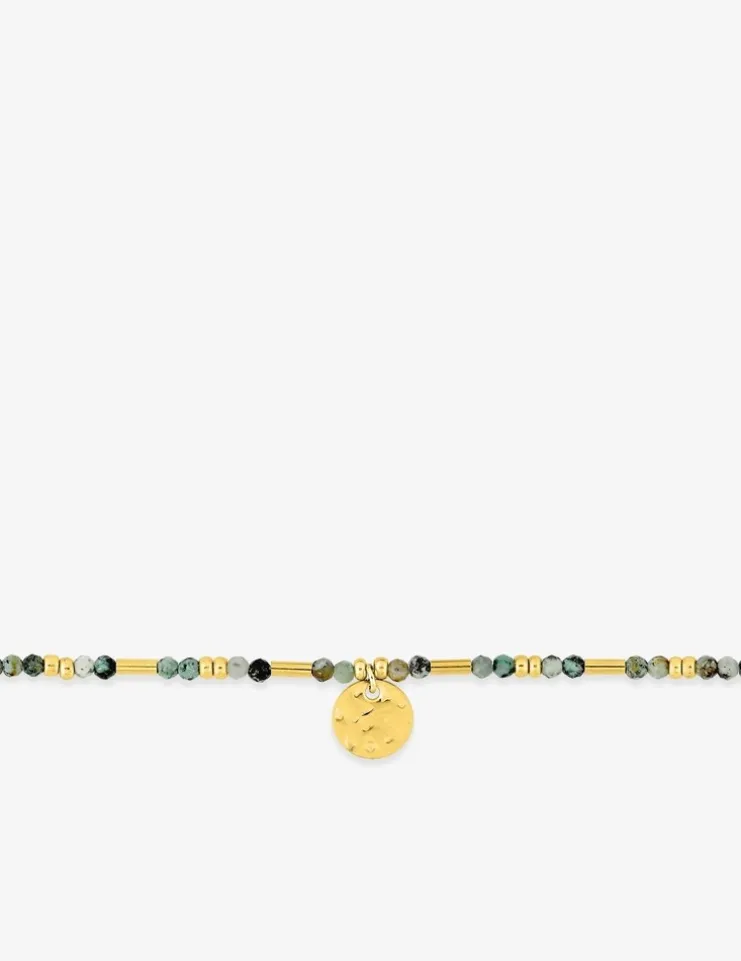 Bracelet en acier doré, turquoise et boules de verre SO OR