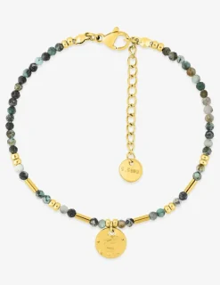 Bracelet en acier doré, turquoise et boules de verre SO OR