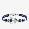 Bracelet en acier et nylon bleu marine avec motif ancre de bateau SO OR
