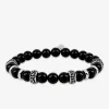 Bracelet en acier et perles d'agate noire avec séparateurs SO OR