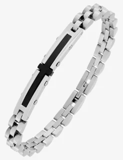 Bracelet en acier gris et noir SO OR