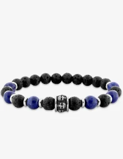 Bracelet en acier gris et autres matières, motif têtes de mort SO OR