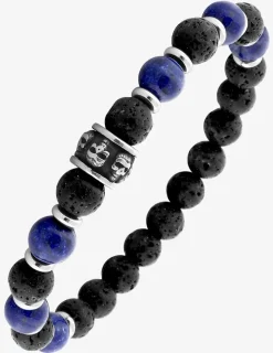 Bracelet en acier gris et autres matières, motif têtes de mort SO OR