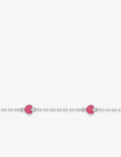 Bracelet en argent 925 ‰ rhodié avec cœurs laqués rose SO OR