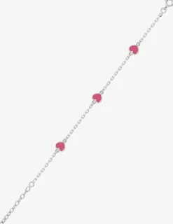 Bracelet en argent 925 ‰ rhodié avec cœurs laqués rose SO OR