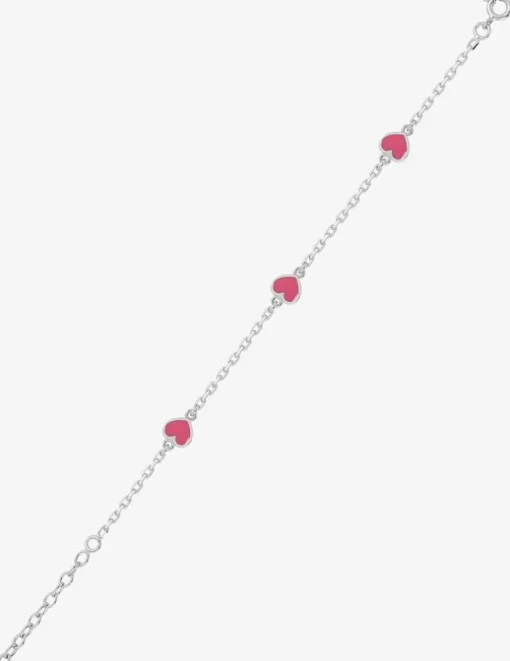 Bracelet en argent 925 ‰ rhodié avec cœurs laqués rose SO OR