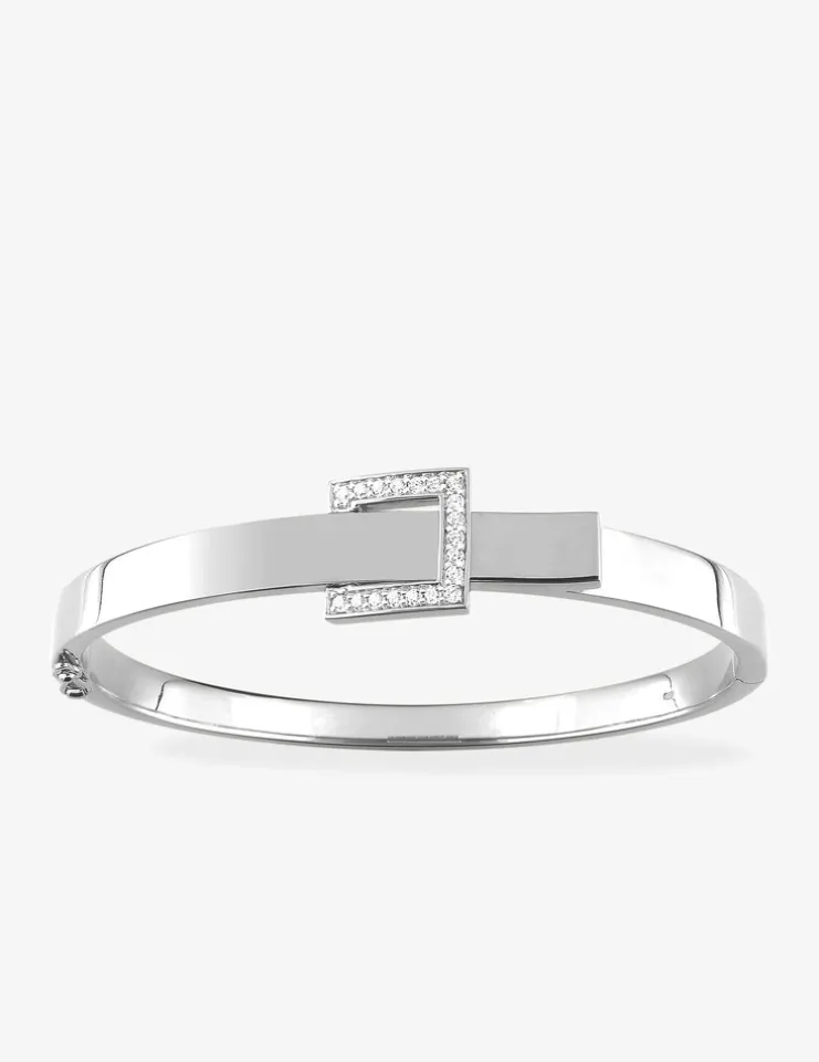 Bracelet en argent 925 ‰ rhodié style ceinture, oxydes de zirconium SO OR