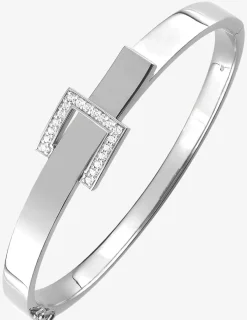 Bracelet en argent 925 ‰ rhodié style ceinture, oxydes de zirconium SO OR