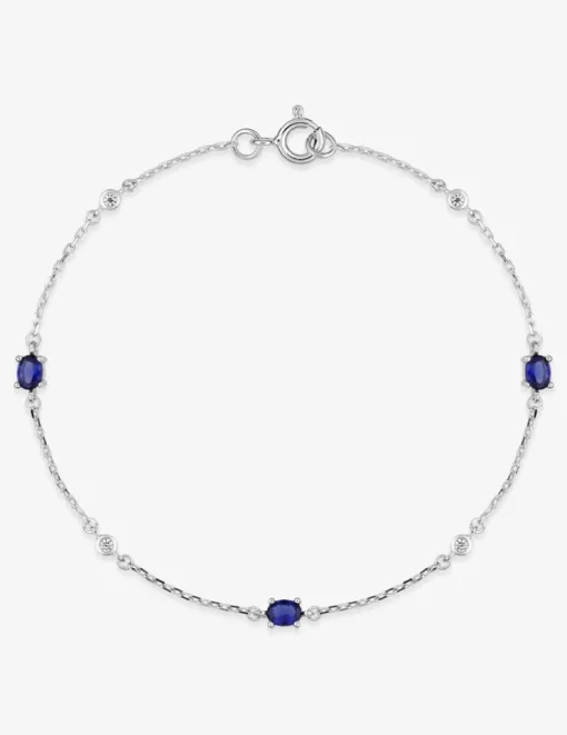 Bracelet en argent 925 ‰ rhodié, oxydes de zirconium bleus et blancs SO OR